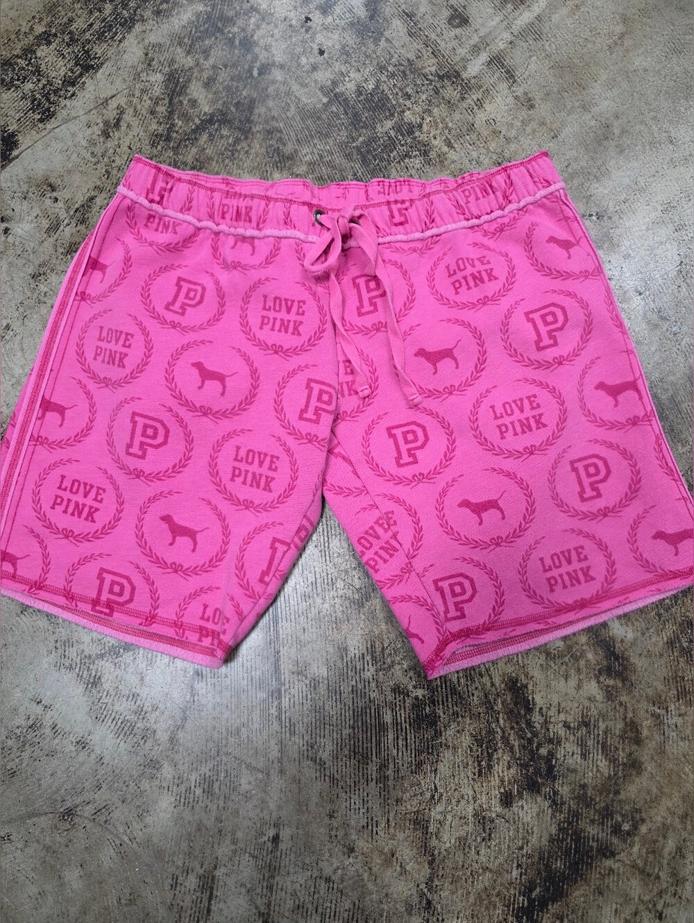 Vintage Y2k Victoria Secret Pink Logo Shorts Long Sweatshirt Material Euc